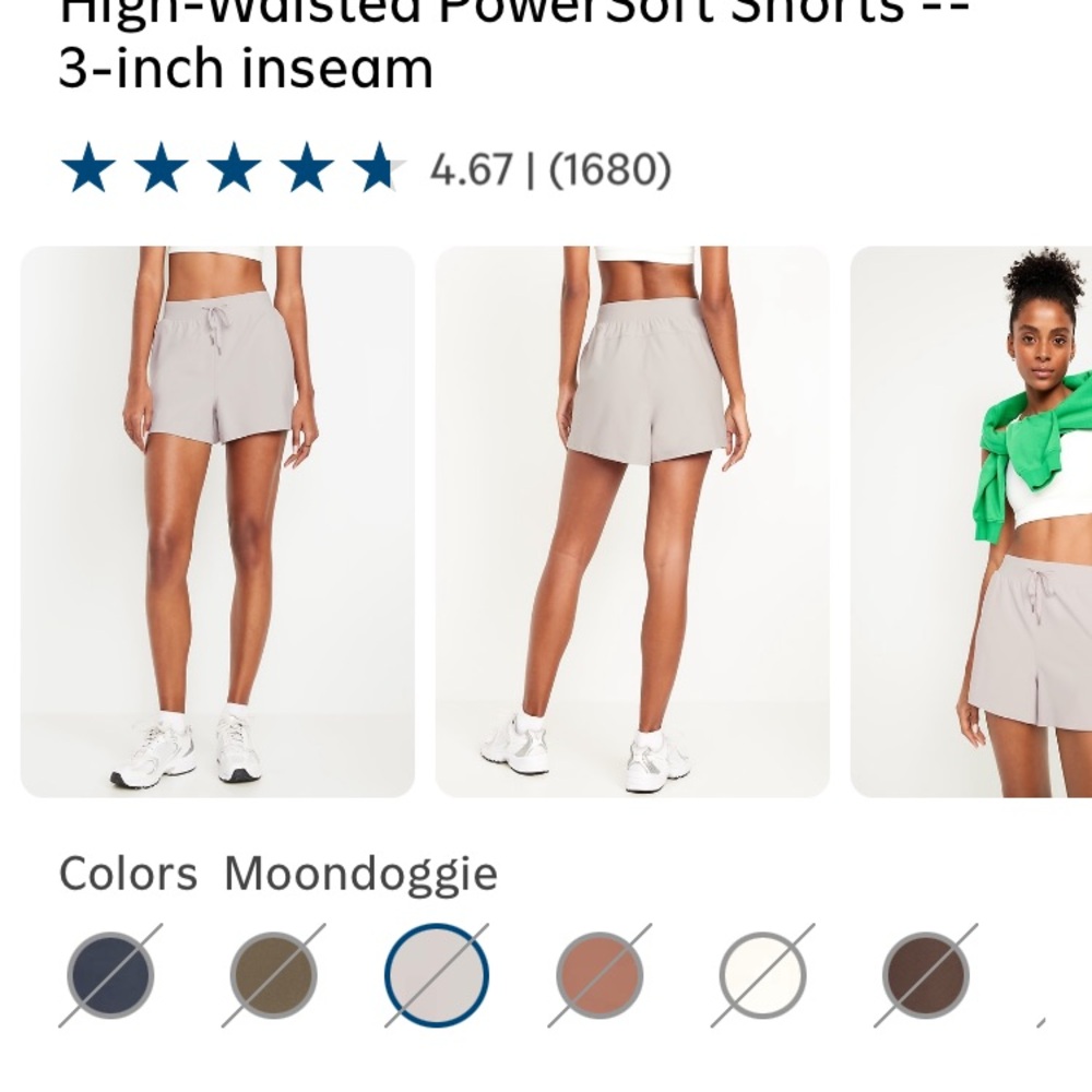 Old Navy High Waisted Power Soft Shorts - 3 inch inseam